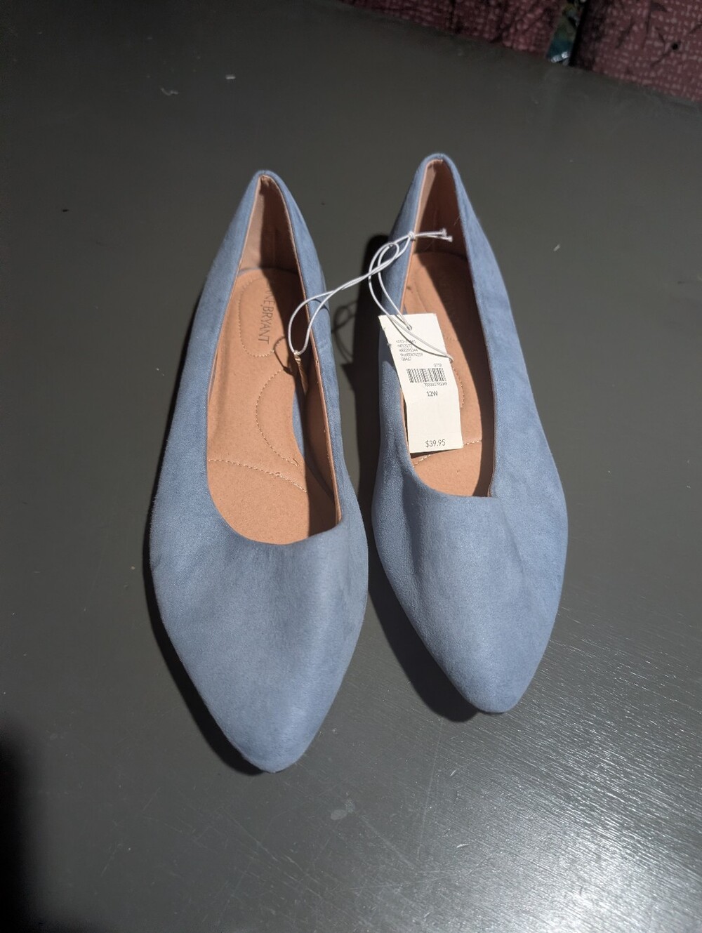 Lane Bryant 12W Light Blue Faux Suede Slip Ons NWT